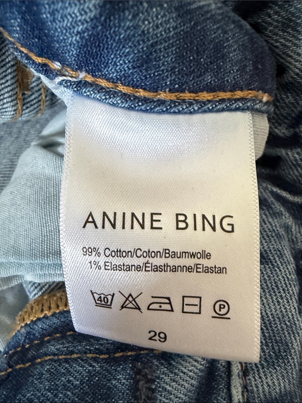 Anine Bing Blue Straight-Leg Jeans with Raw Hem - Picture 5 of 7